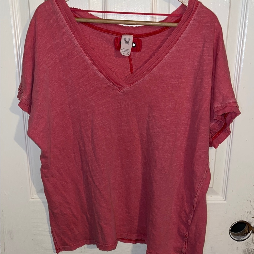 We The Free Take Me Tee Red Oversized Short Sleeve Tee